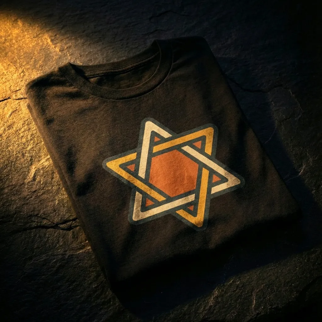 Sacred Geometric Hexagram Symbol T-Shirt – Modern Tribal Star Graphic Tee