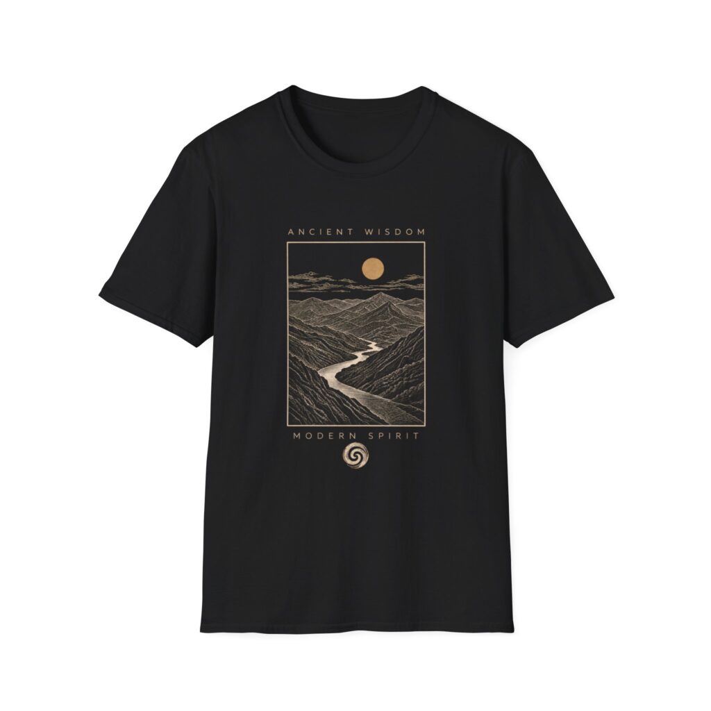 Ancient Wisdom Modern Spirit T-Shirt — Mountain Moon Landscape Tee