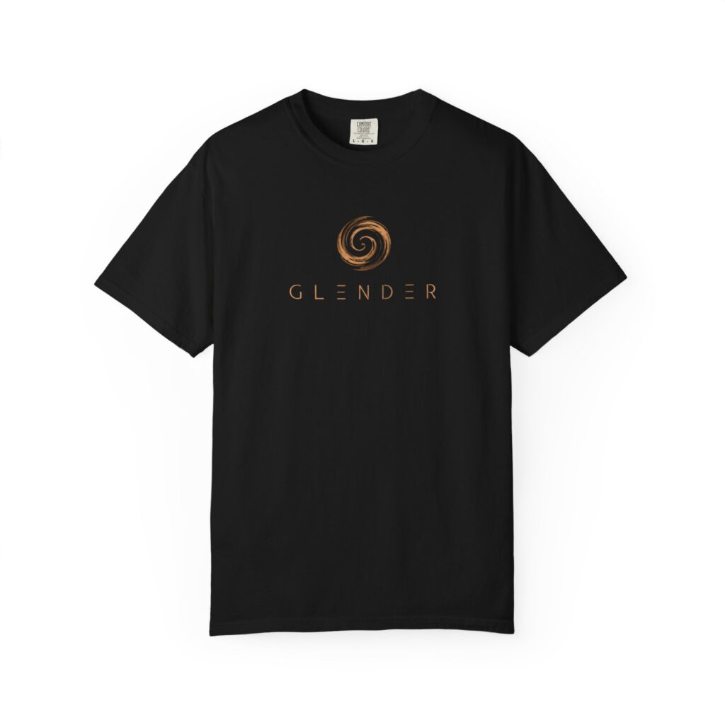 Glender Spiral Logo T-Shirt | Minimalist Brand Emblem