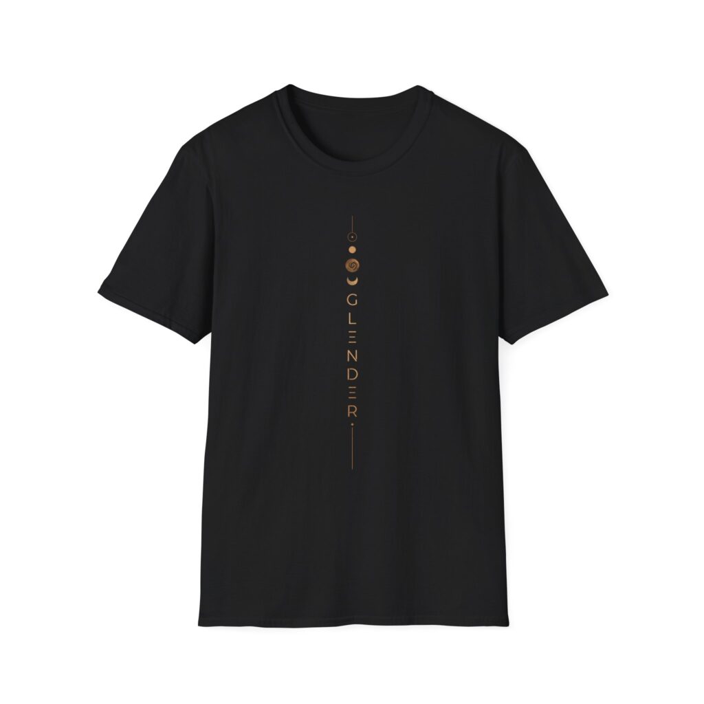 Celestial Spiral Tee — Golden Moon Phase Graphic T-Shirt
